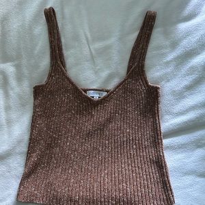 INTERMIX Ribbed sweater, tank top, with little gold sparkle woven in.